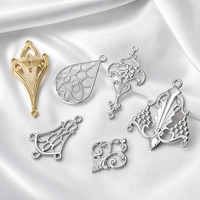 Pendentif en filigrane d'acier inoxydable, motif floral feuille de vigne, forme goutte d'eau, connecteur pour fabrication de bijoux DIY, en acier doré, vente en gros, OEM, personnalisé
