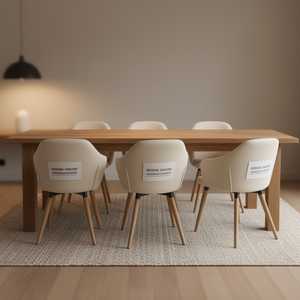 Chaises de salle à manger en tissu crème, modernes, avec pieds en bois, meubles pour la maison - Product Image 2