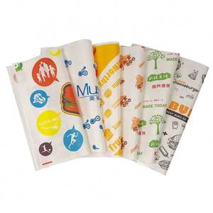 Papier d'emballage brun anti-graisse enduit de PE jetable avec impression de logo pour hamburgers, sandwichs, pizzas, pains et autres aliments - Product Image 2