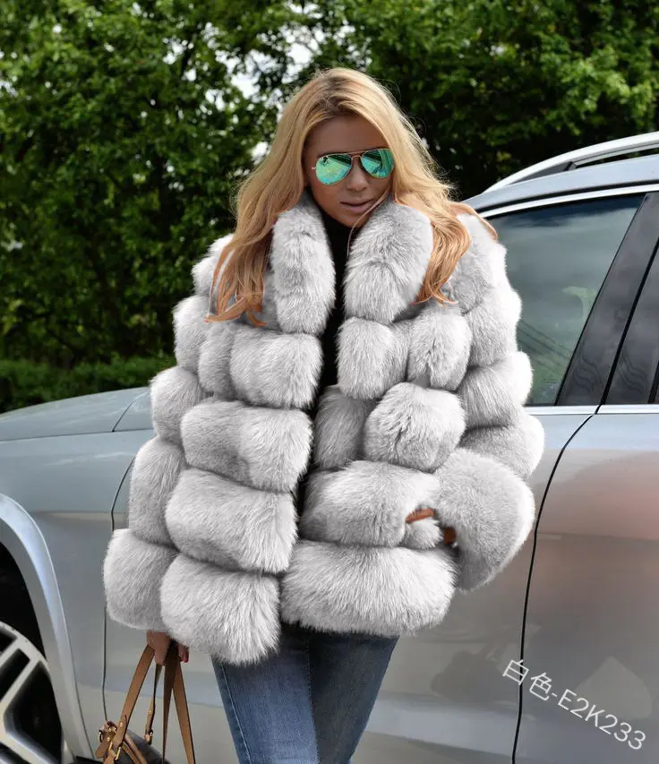 Damen Winter Dick Warme Mode Oberbekleidung Hochwertiger langer Mantel Neuer echter Kaninchen fell Frauenmantel 2020 Woll mantel für Frauen