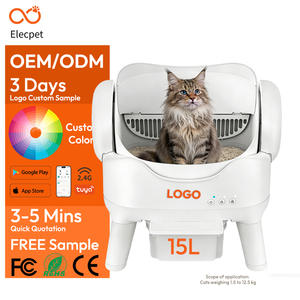 Elecpet Arenero Inteligente Eléctrico Autolimpiable Blanco <span class=keywords><strong>de</strong></span> Techo Abierto 15L con Contenedor <span class=keywords><strong>de</strong></span> Residuos Tuya para Gatos Grande XXL - Product Image 1