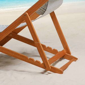 Chaise longue pliante en bois chaise de plage portable - Product Image 5
