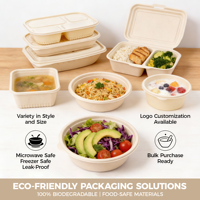 Groothandel Klaar voor Verzending 500ml Biologisch Afbreekbare Maïszetmeel Eéncompartiment Voedselcontainer met Deksel Lekvrij Afhaallocatie Bento Box