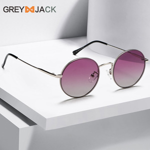 Gafas de sol Grey Jack con montura redonda, metal plateado, UV400, tipo 3 para mujer, otoño 2023 - Product Image 1