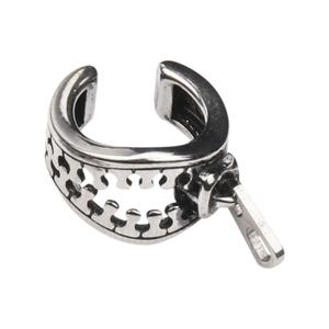 Boucles d'oreilles manchette punk à fermeture éclair pour hommes, bijoux de piercing en acier inoxydable, style gothique rock hip-hop, accessoire streetwear - Product Image 1