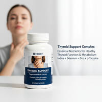 Capsules pour la thyroïde OEM contenant de l'iode, du sélénium, du zinc et de la L-tyrosine pour soutenir une fonction thyroïdienne saine.