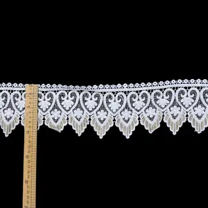 Nieuwe Ontwerp Witte Kleur Melkachtige Kant Chemische Polyester Nylon Materiaal Bloem 3d Battenburg Lace Trim