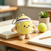 Porte-clés en peluche personnalisé en forme de balle de tennis, mascotte de baseball brodée, poupée en peluche douce pour cadeau de tournoi, souvenir sportif