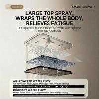 Ensemble de douche mural intelligent à affichage numérique, auto-alimenté, en aluminium chromé, haute pression, avec barre coulissante pour appartement