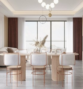 न्यूनतम आधुनिक डिजाइन 8-सीटर वर्ग समायोज्य ठोस लकड़ी डाइनिंग टेबल सेट होटल गोदाम के लिए होम वर्कशॉप - Product Image 2