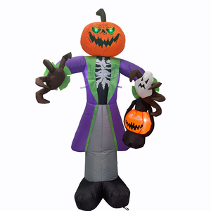 Citrouille gonflable personnalisable, monstre fantôme tenant une citrouille, peut être utilisé pour Halloween, soirée d'Halloween, escape room - Product Image 3