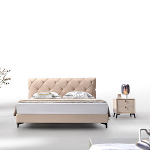 CK14 2022 Top Seller Muebles de dormitorio modernos Marco de cama de cuero Marco de cama de madera King Size Cama de matrimonio China Color Rosa 1,5 m Pino - Product Image 2