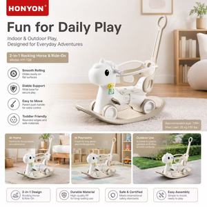 Cheval à <span class=keywords><strong>bascule</strong></span> pour bébé 3-en-1 écologique en HDPE, trotteur et porteur pour enfants de 1 à 4 ans - Product Image 3