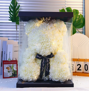 Oso de Rosas Artificiales para Decoración de Bodas, Regalo para el Día de San Valentín, Navidad, Cumpleaños, Oso de Rosas con Caja - Product Image 5