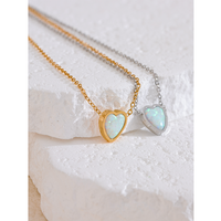 Collier pendentif cœur chic en opale australienne naturelle JINYOU 3718, bijoux délicats en acier inoxydable pour femmes, mode 2025