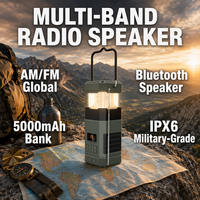 DF-585 Rechargeable Household Emergency Radio NOAA Weather Broadcast Speaker Solar Hand Crank LED Tent Light