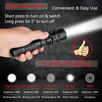Senter LED Taktis Darurat Daya Tinggi IP65 Tahan Air Berbahan Aluminium Alloy, Dapat Diisi Ulang USB Tipe-C 1000 Lumens