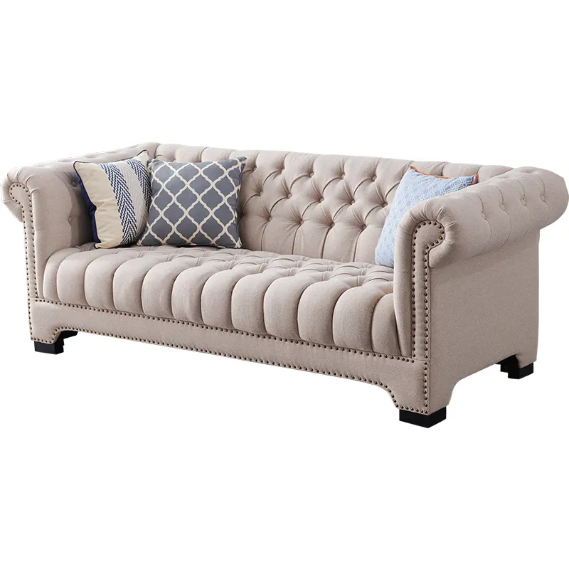 Queen Elizabeth Sofa Tidur Mebel, Kain Pastoral Set Anggun Desain Luxus Sofa Ruang Tamu Modern Sofa Chesterfield