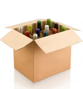 थोक कस्टम corrugate गत्ते का डिब्बा 6/12 /24 शराब बॉक्स डिवाइडर के साथ ब्रांडी की बोतल उपहार शराब बॉक्स