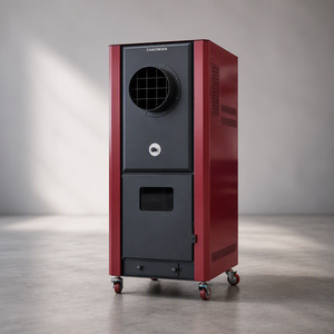 Stufa a <span class=keywords><strong>Pellet</strong></span> a Risparmio Energetico con Aria Calda, Autoportante con Ruote, in Acciaio, per Supermercati e Parchi - Product Image 1
