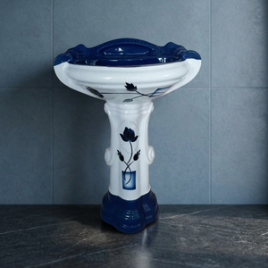 Lavabo de baño de cerámica, soporte de lavado de doble nivel, Pedestal completo, lavabo musulmán Wudu, lavabo de cerámica de ley - Product Image 2