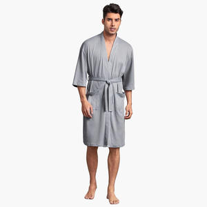 Peignoirs d'hôtel de luxe pour hommes, automne-hiver, en coton doux, avec ceinture, en tissu gaufré. - Product Image 2