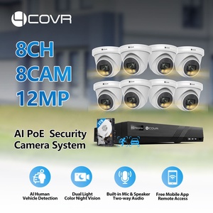 Système de caméra de sécurité PoE 8 canaux 4COVR 12MP 6K 4K avec audio bidirectionnel, détection de visage IA SMD, couleur intégrale, kit NVR IP CCTV commercial - Product Image 2