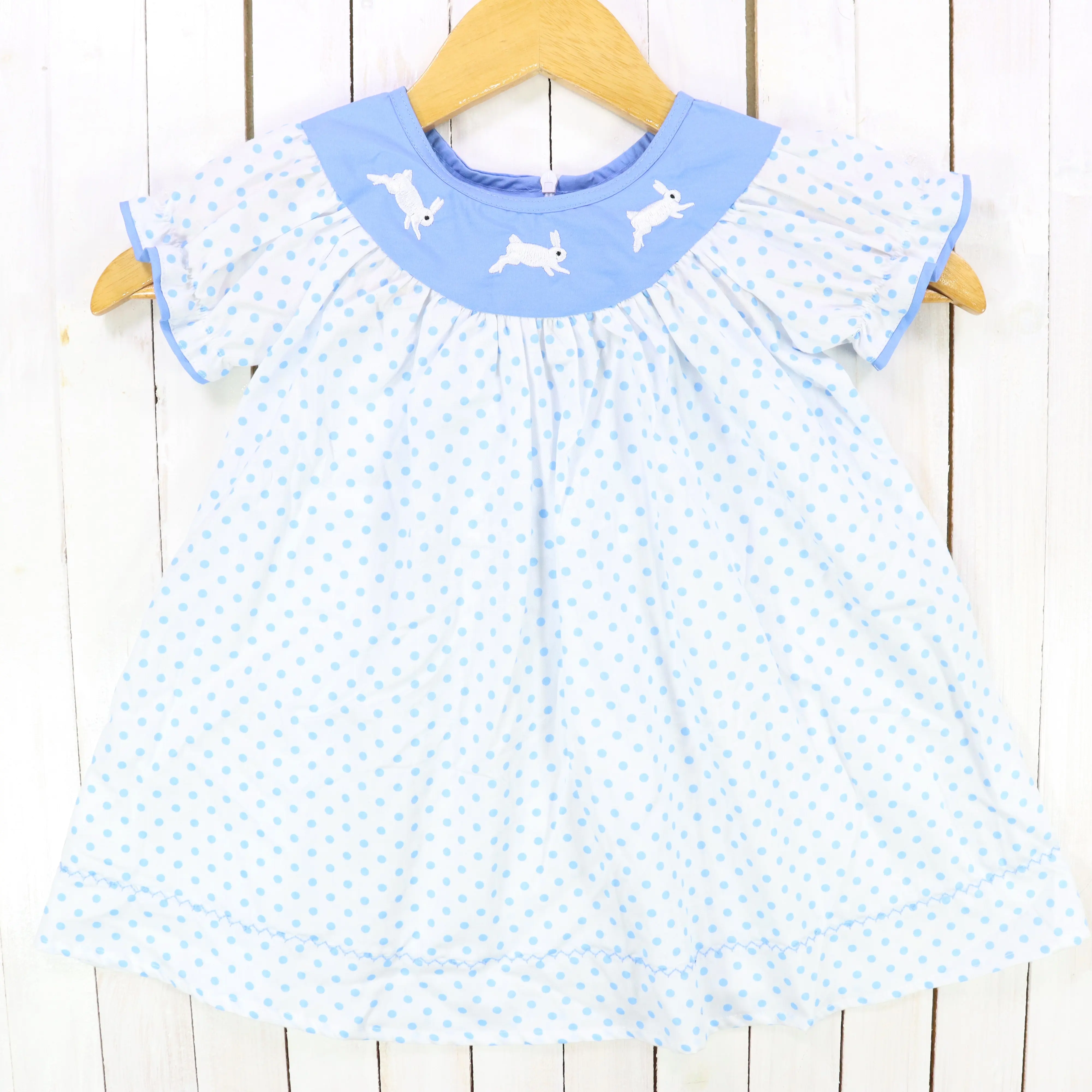 Toddler Girl Super Cotton Knitted Dress Professional Manufacturer Dots Printing Fancy Children Dresses Cute Girls Clothes