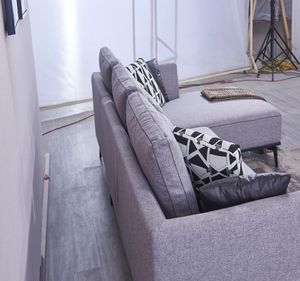 Cómodo juego de sofá de tela en forma de <span class=keywords><strong>L</strong></span> gris resistente a la suciedad, sofá Modular seccional para sala de estar para interior con tela moderna - Product Image 2