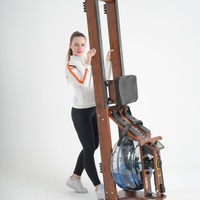 Rameur aquatique avec cadre en bois massif pour entraînement cardio fitness à domicile