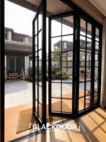 Puertas Plegables Francesas Modernas de Aluminio con Rotura de Puente Térmico de Alta Resistencia para Balcón, Jardín, Centro Comercial y Puertas Exteriores de Hotel