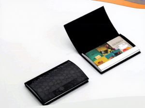 Minimalist PU Leather <b>Card</b> Holder 4 Inch Crocodile Pattern Business <b>Card</b> <b>Wallet</b> No Closure - Product Image 2