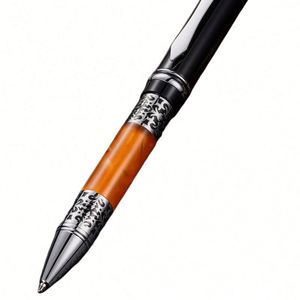 High Quality Custom Logo Luxury <b>Metal</b> <b>Roller</b> Ballpoint Pen Black and Orange Promotional Gift for Business Writing - Product Image 3