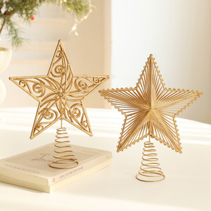 Luxurious <b>Gold</b> Iron Art <b>Christmas</b> <b>Tree</b> Topper Star Hollow Out Metal Star Topper for Xmas <b>Tree</b> Decor Holiday Home Party - Product Image 1