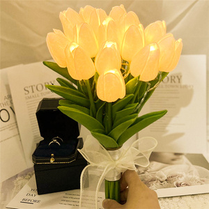 Romantic Light LED <strong>Tulip</strong> Night Lights Artificial Flowers Bouquet <strong>Table</strong> Lamp Christmas Wedding Home Party Decor - Product Image 1
