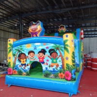 Château gonflable tropical commercial Yibei avec toboggan pour enfants, idéal pour la location de fêtes et les parcs d'attractions