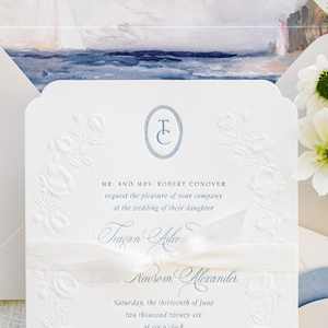 Ensemble d'invitations de mariage exquises en relief avec enveloppe, carte de détails et carte RSVP – Invitations élégantes et modernes pour réception de mariage - Product Image 3