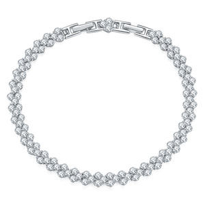 Collier et bracelet à breloques géométriques en moissanite faits à la main, collection All Fashions Clover, vente en gros, pour les fêtes - Product Image 1