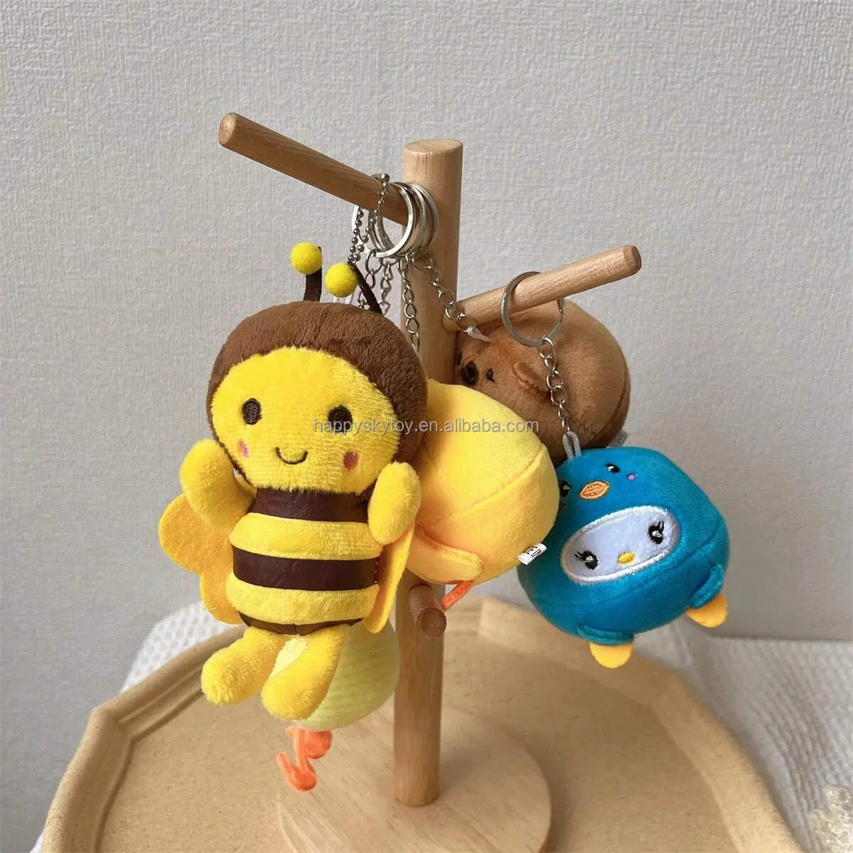 カワイイビーぬいぐるみキーホルダーおもちゃぬいぐるみ動物ミツバチかわいいミニ人形柔らかい装飾蜂ぬいぐるみキーホルダー