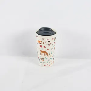 300 Ml 10.5 Floz Kerst Stijl Camping Porselein Cups Custom Cadeau Sublimatie Keramische Reis Koffiemok