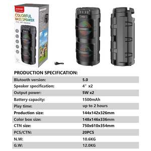 Loa karaoke không dây Bluetooth ZQS2401 <span class=keywords><strong>Daul</strong></span> 4 inch siêu trầm, âm thanh nổi, loa trầm mạnh mẽ, giá rẻ, tích hợp radio FM/TF/USB - Product Image 4
