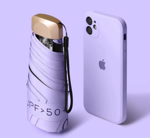 Parapluie manuel super mini en polyester pliable à 5 sections pour cadeaux d'affaires - Product Image 1