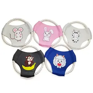 Motif rond personnalisable animal de compagnie interactif chien jouet coton chaîne balle Durable indestructible coton chaîne jouet