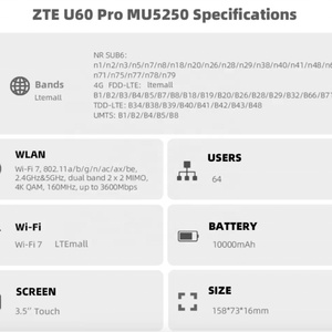 สินค้าใหม่ล่าสุด ZTE U60 Pro Hotspot 5g พร้อมแบตเตอรี่10000mAh Wi-Fi 7 NFC - Product Image 6