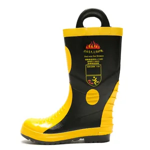High quality portable protection steel plate shock resistant and heat insulation flame retardant safety firefighter boots