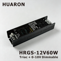 Controlador LED Triac HRGS-60-12, 100-277V, IP20, Carcasa de Aluminio, Sin Zumbido, para Renovación del Hogar, Downlight, CE, RoHS, 3 Años de Garantía