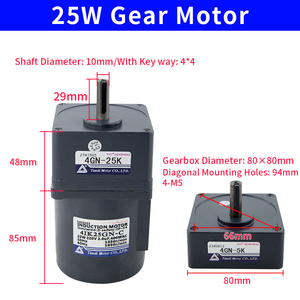 <span class=keywords><strong>Motor</strong></span> de Inducció<span class=keywords><strong>n</strong></span> de CA Micro de Eje de Engranaje de Tipo Fijo de 220V/380V 25W 10mm 60Hz - Product Image 5
