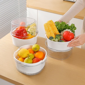 Transparent Multilayer <b>Plastic</b> PET Drain Basket Thickened Household Vegetable and Food Washing Basket - Product Image 1