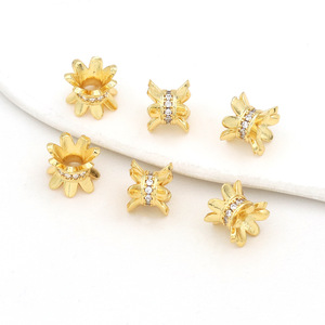 <b>Flower</b> Spacer Bead Zircon Jewelry Finding DIY <b>Bracelet</b> Parts 14K Gold Plated Silver Color 18K Gold White Gold Beading Components - Product Image 5