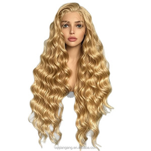 Peruca de Renda Transparente para Mulheres, Cabelo Longo e Cacheado, Fibra Química, Sem Cola, Resistente ao Calor - Product Image 1